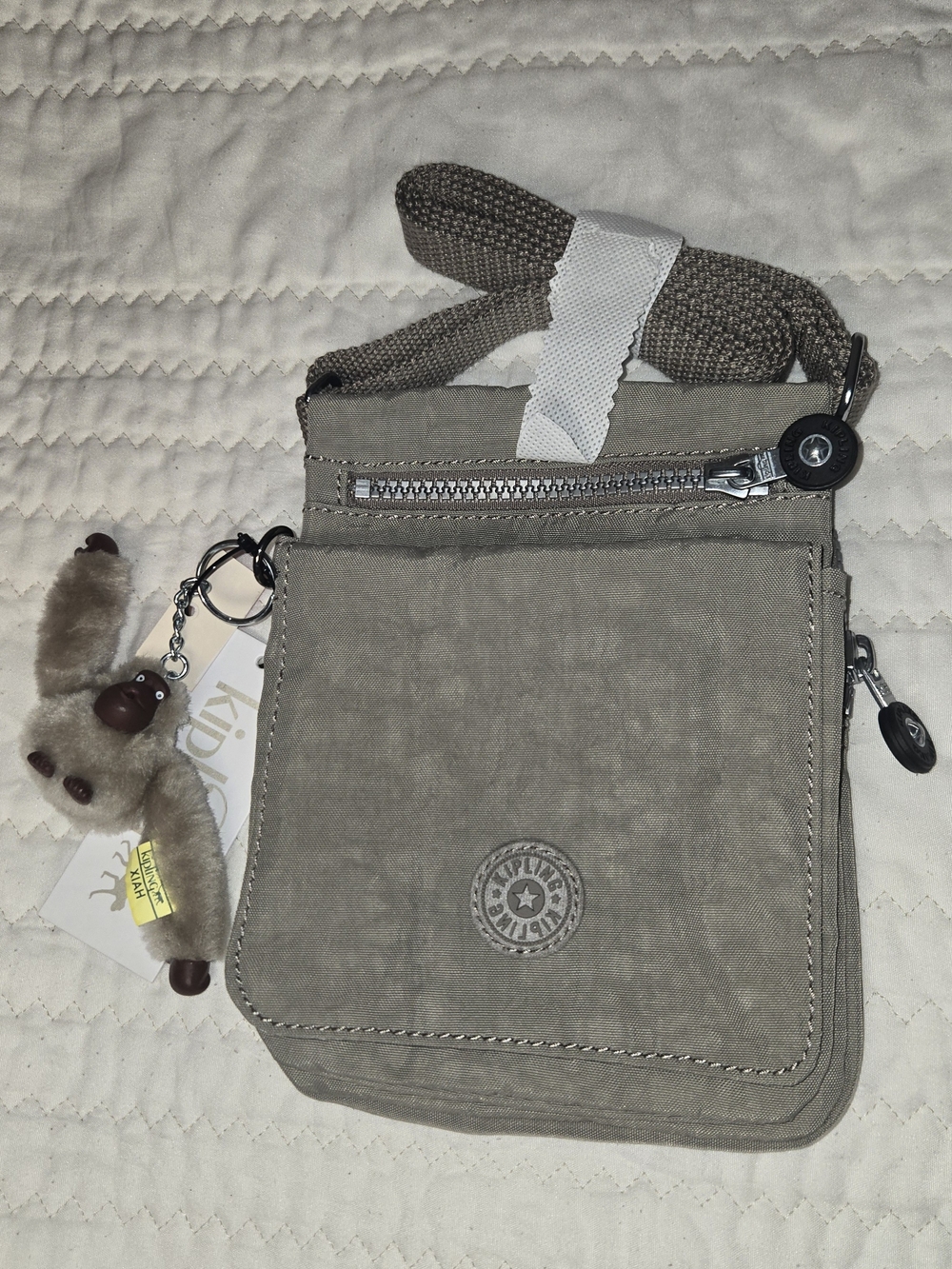 Kipling Small Messenger Crossbody Bag in Tan  with Monkey Keychain